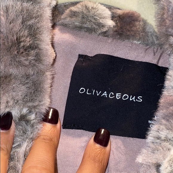 Olivaceous Furry Crop Jacket - Picture 2 of 3